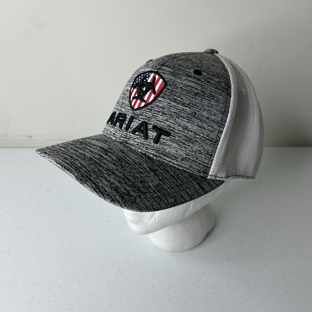Ariat Mens USA Adjustable Snapback Mesh Cap Hat Heather Grey One Size